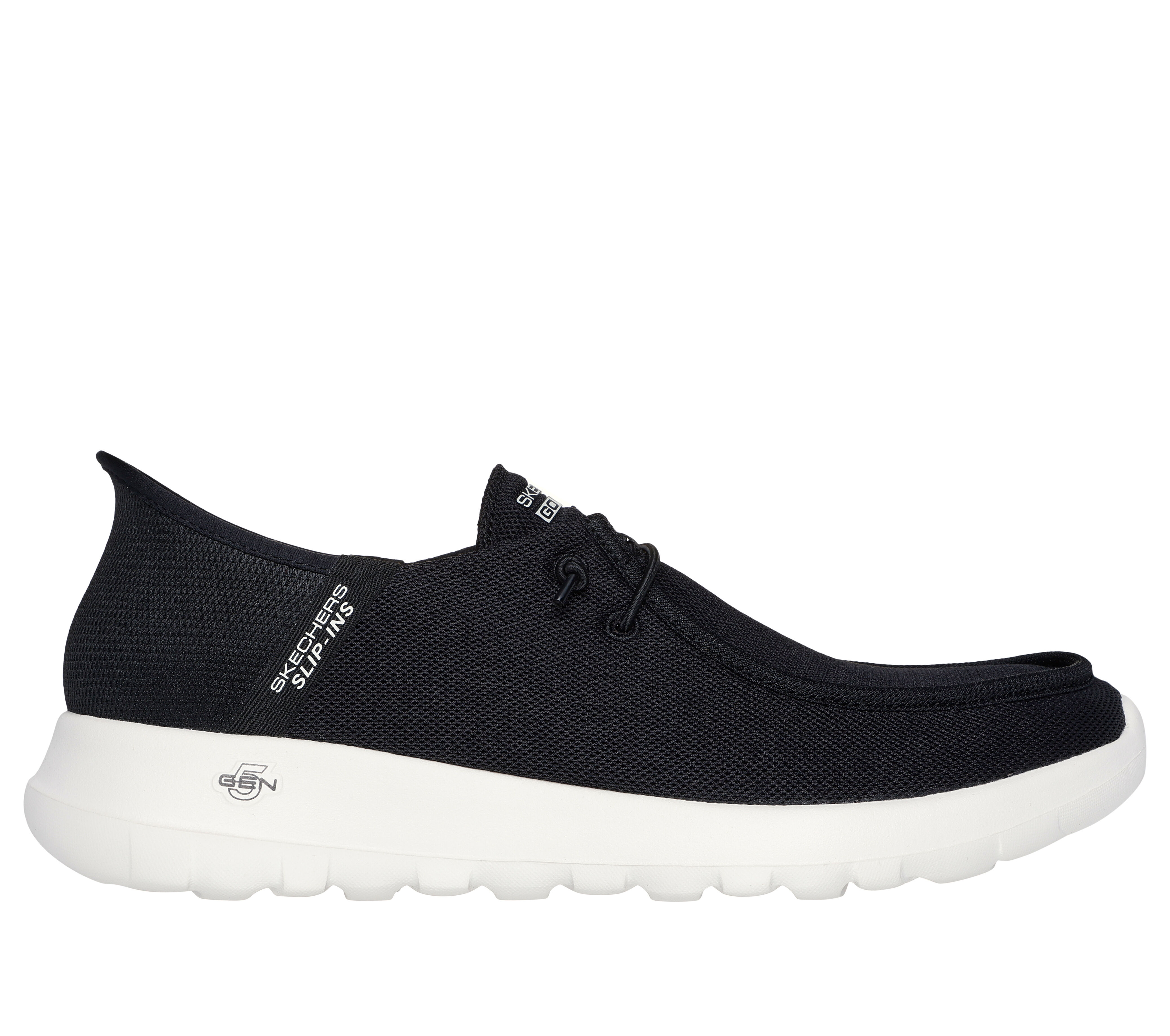 Black skechers slip on shoes shop