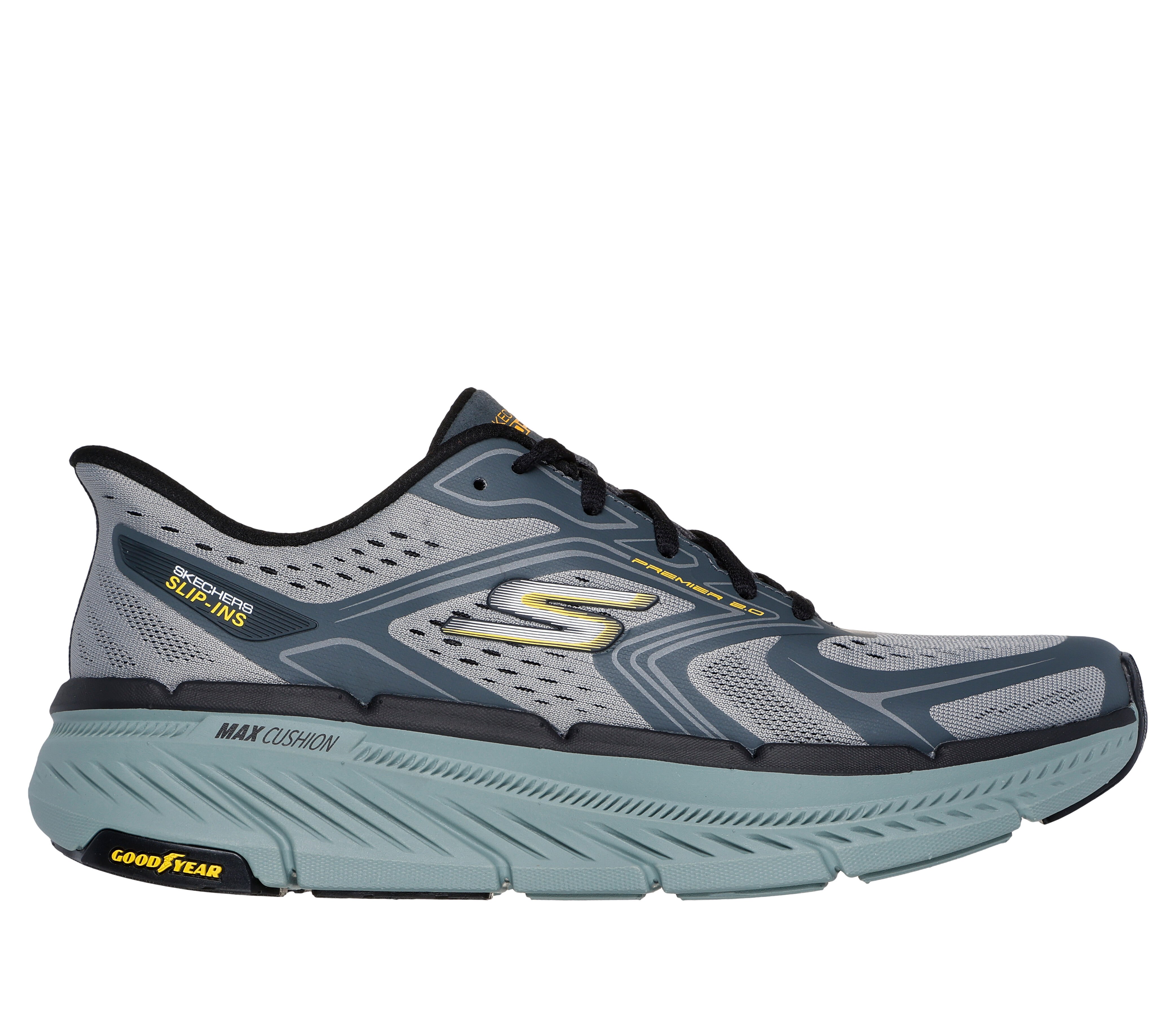 Skechers Men s Slip ins Max Cushioning Premier 2.0 Continuous Sneaker in Gray Charcoal Size 10.5 Medium Width Machine Washable