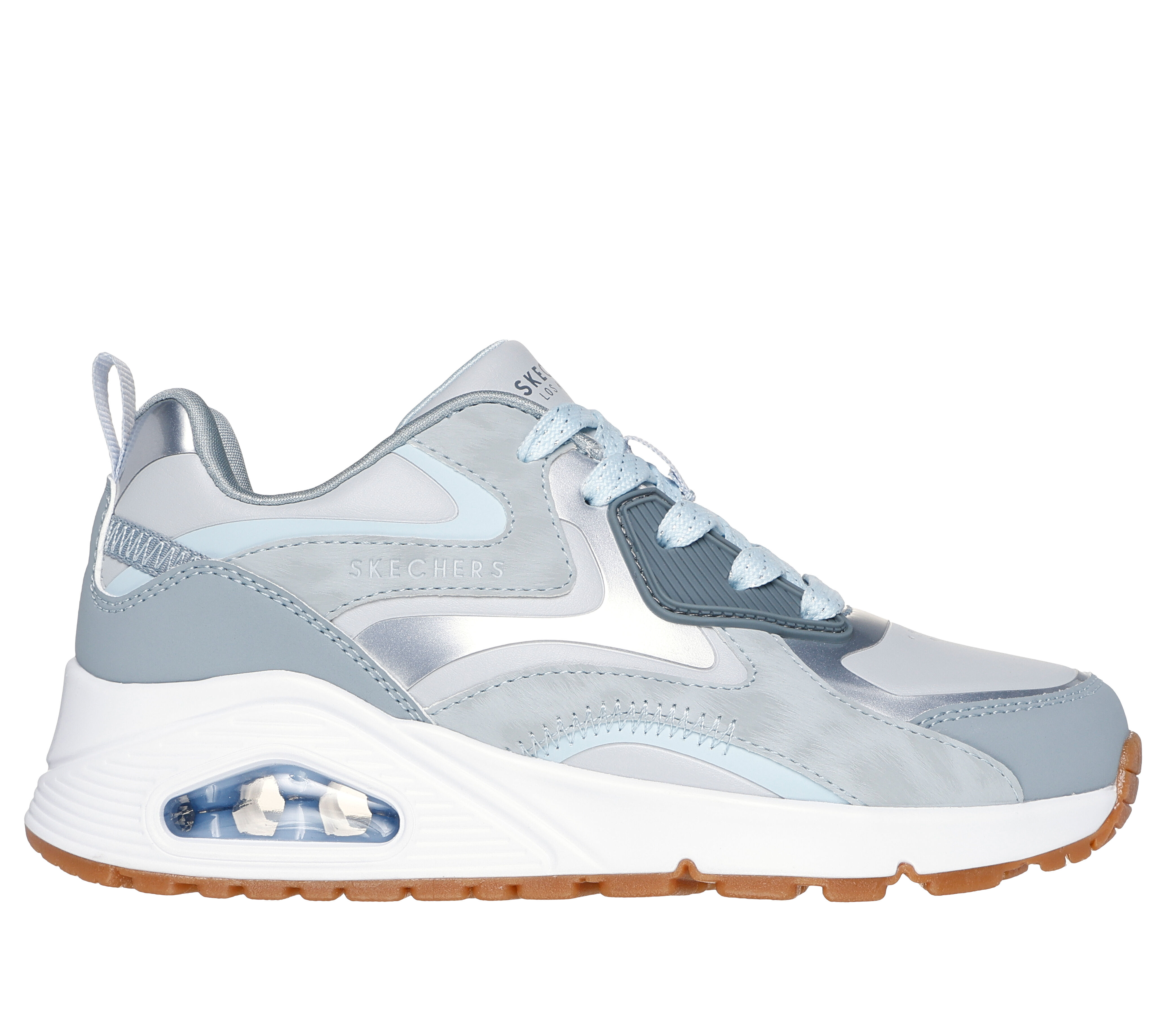Skechers Girl s Uno Gen1 Color Surge Sneaker in Gray Light Blue Size 12.0 Medium Width
