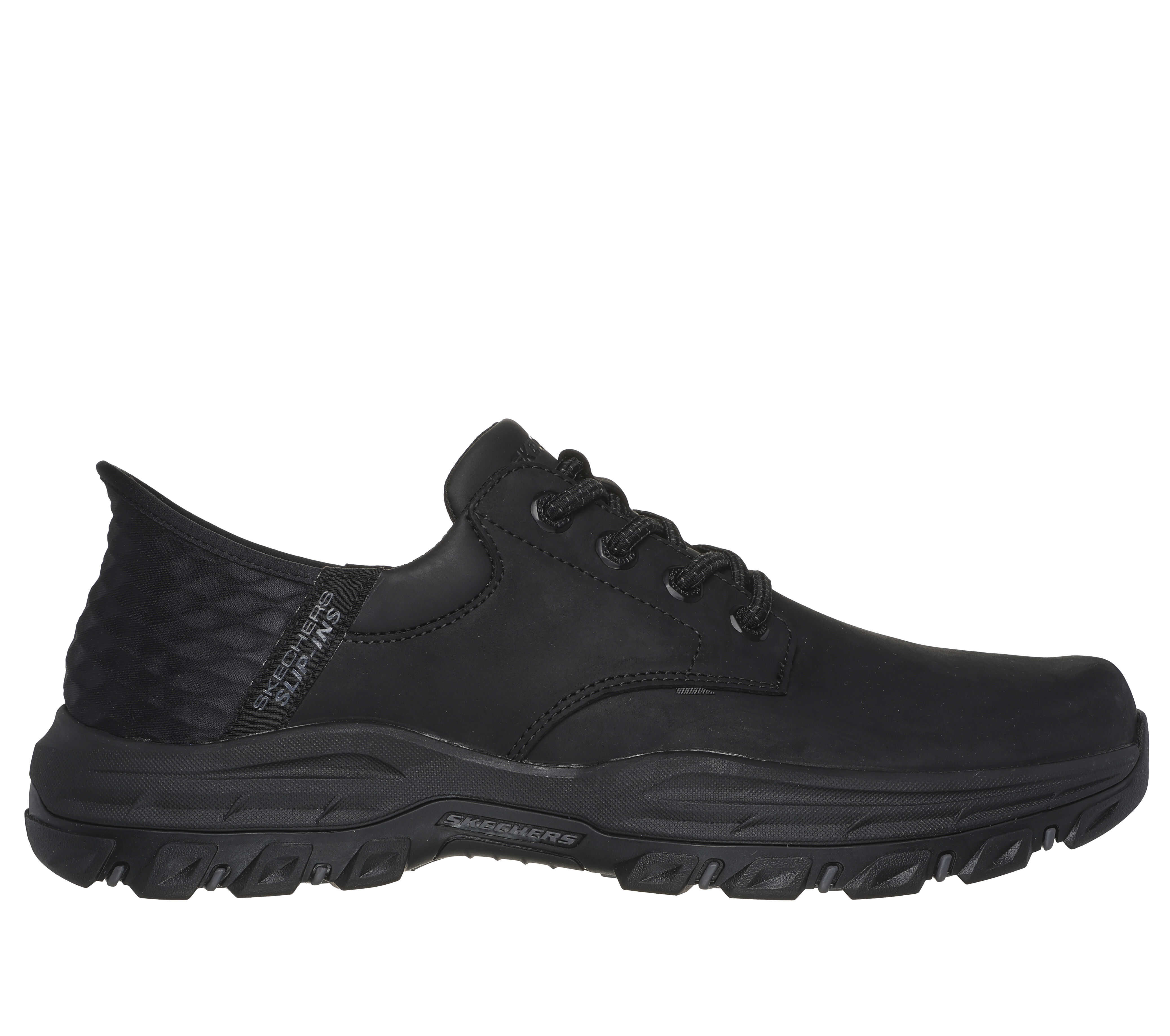 Black leather skechers mens shop