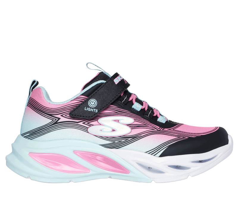 Skechers Girl s S Lights Cosmic Glow Sneaker in Black Size 3.0 Medium Width