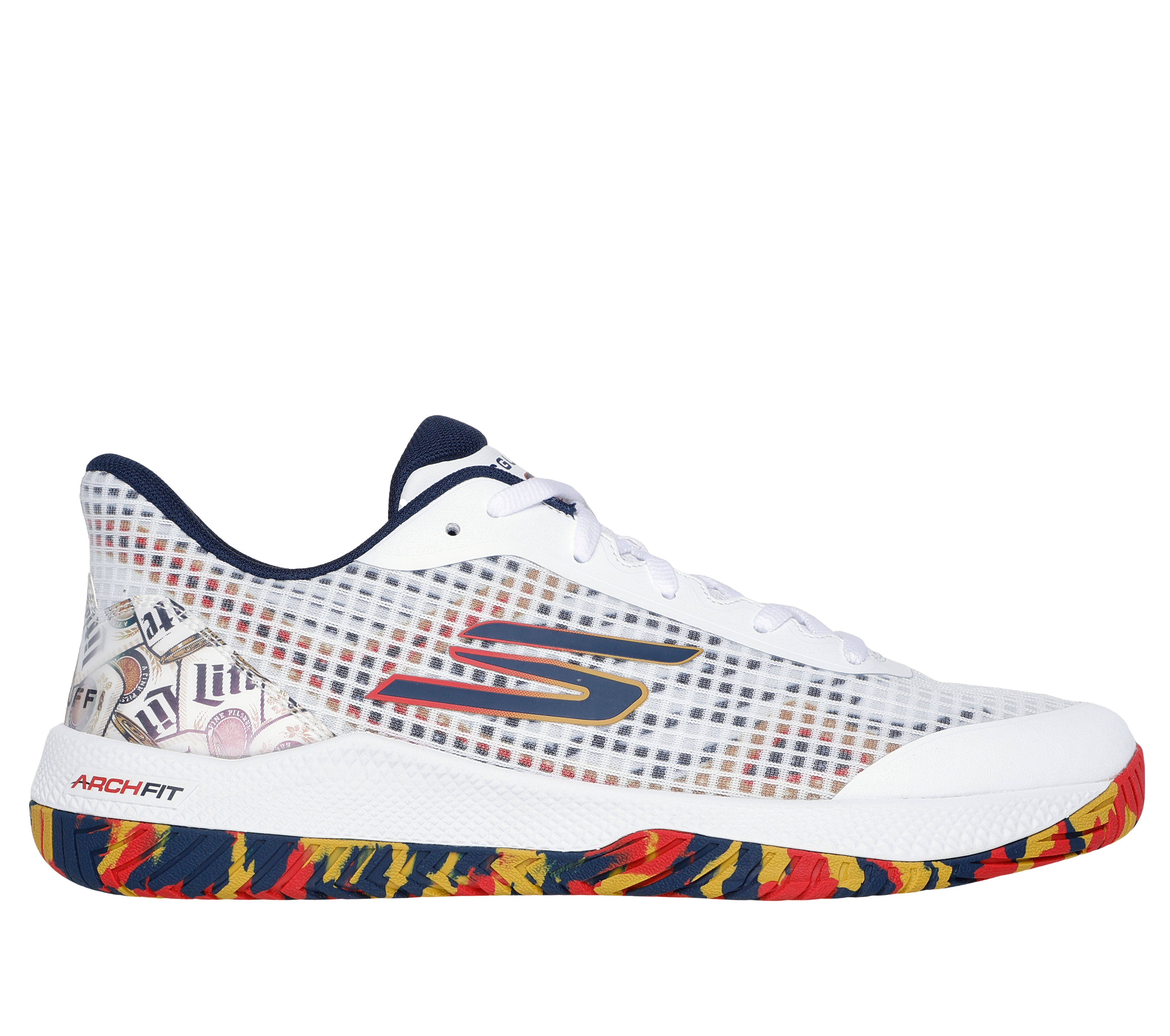 Skechers Men s x Miller Lite Viper Court Pro LE Sneaker in White Size 10.0 Vegan Medium Width Arch Fit