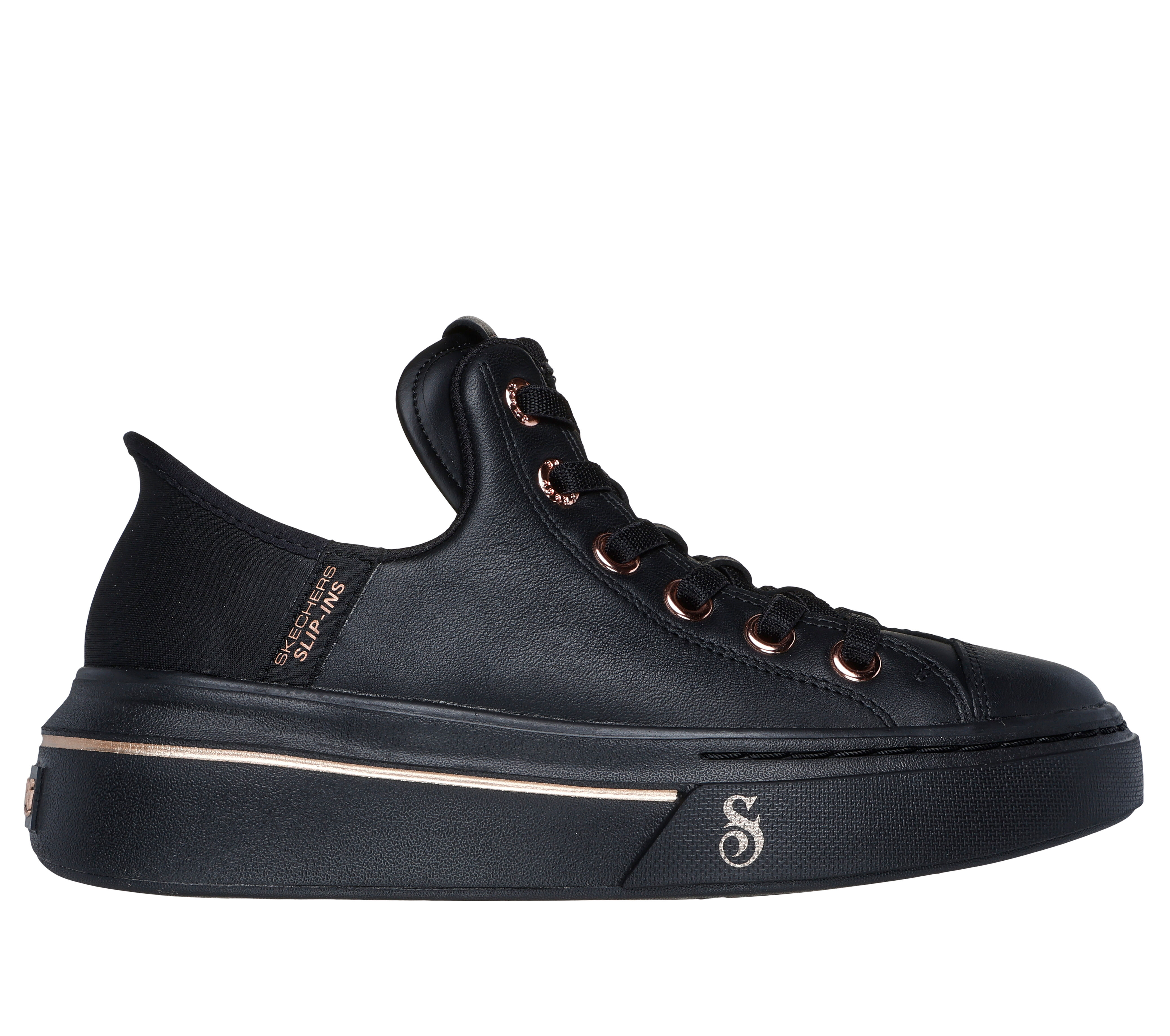 Skechers Women s Premium Leather Slip ins Snoop One OG Sneaker in Black Size 8.5 Medium Width