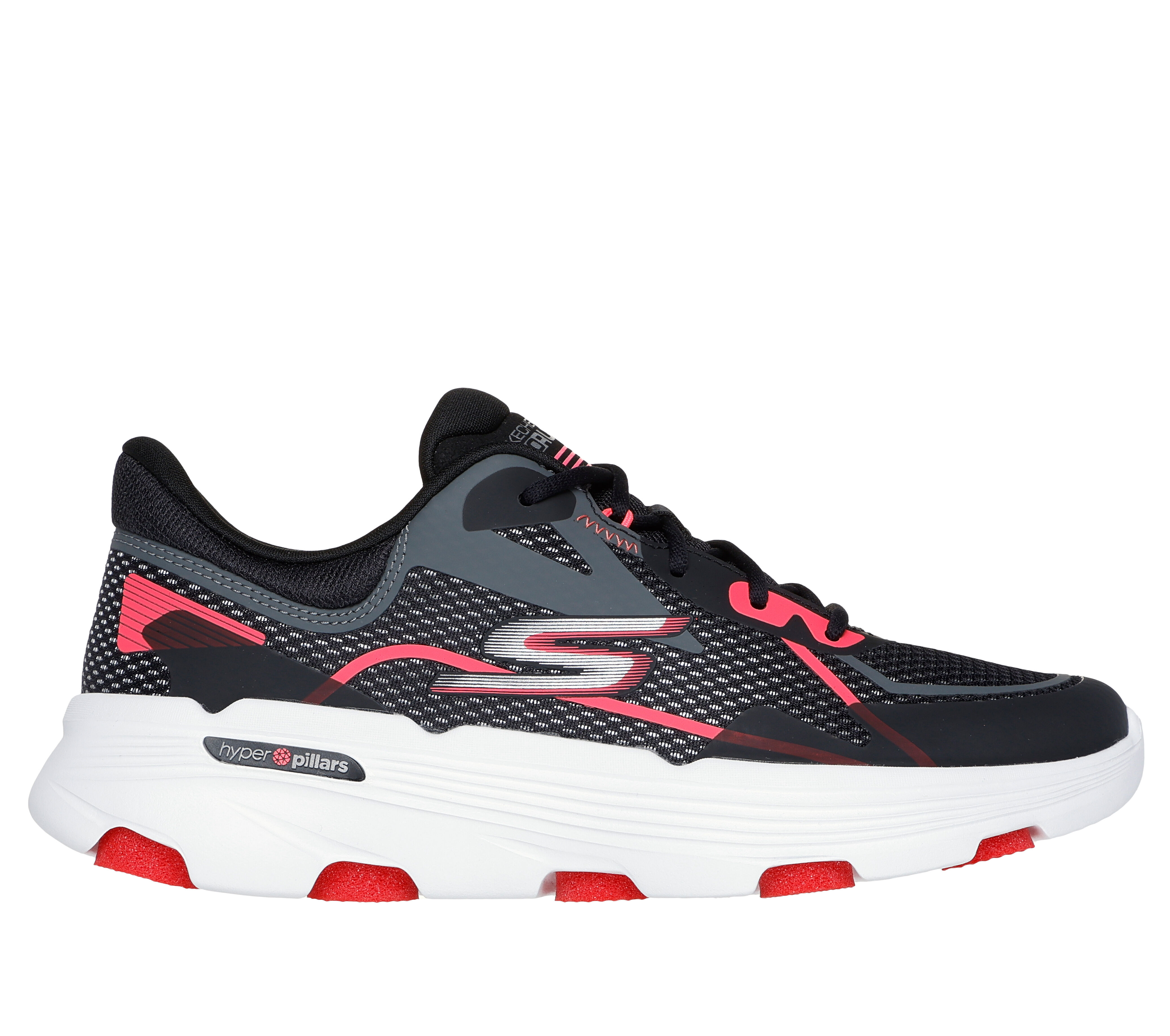 Skechers Women s GO RUN 7.0 Interval Sneaker in Black Hot Pink Size 8.5 Vegan Medium Width Machine Washable