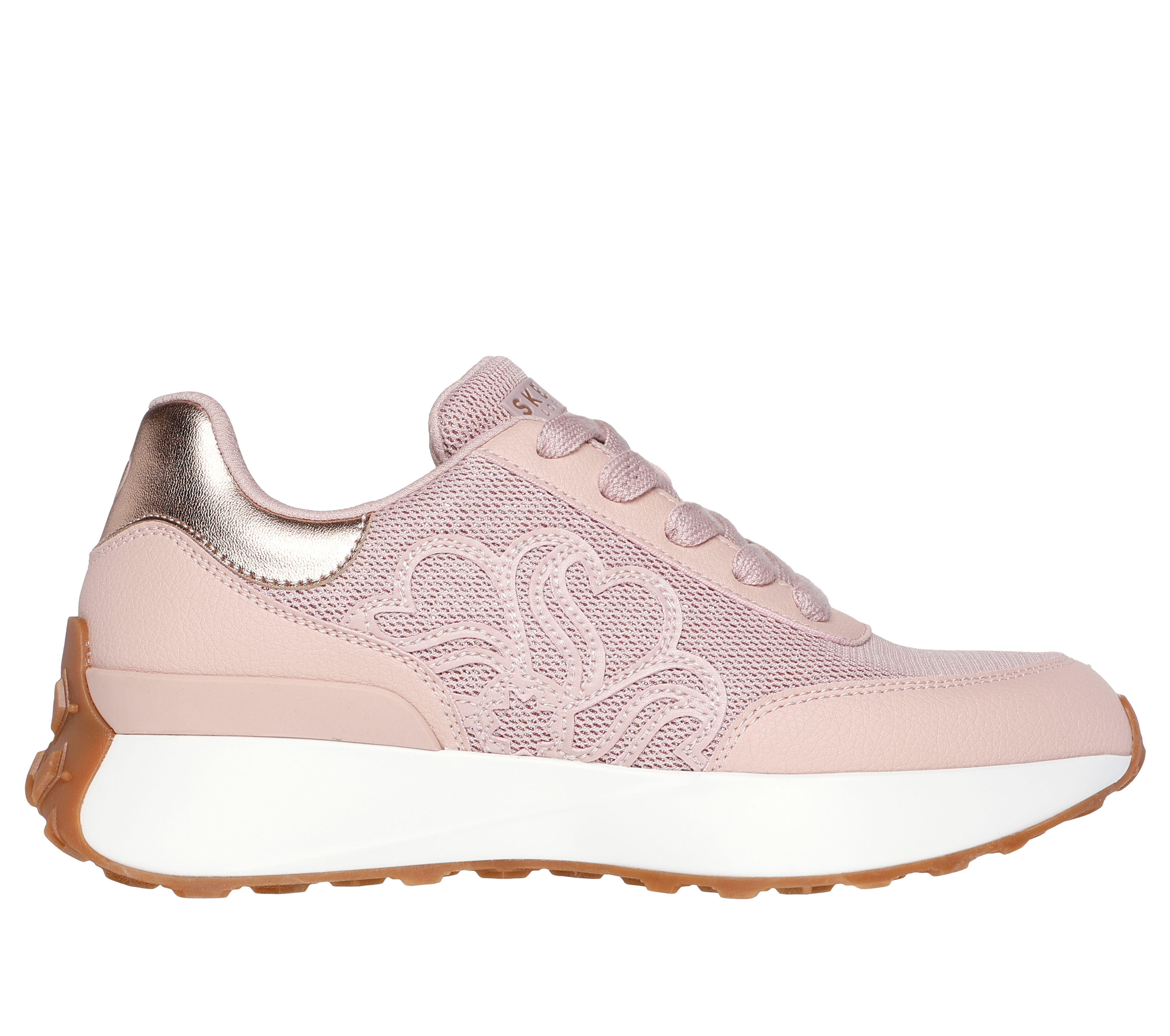 Skechers Women s Lingo Glam Central Sneaker in Blush Pink Size 7.5 Medium Width