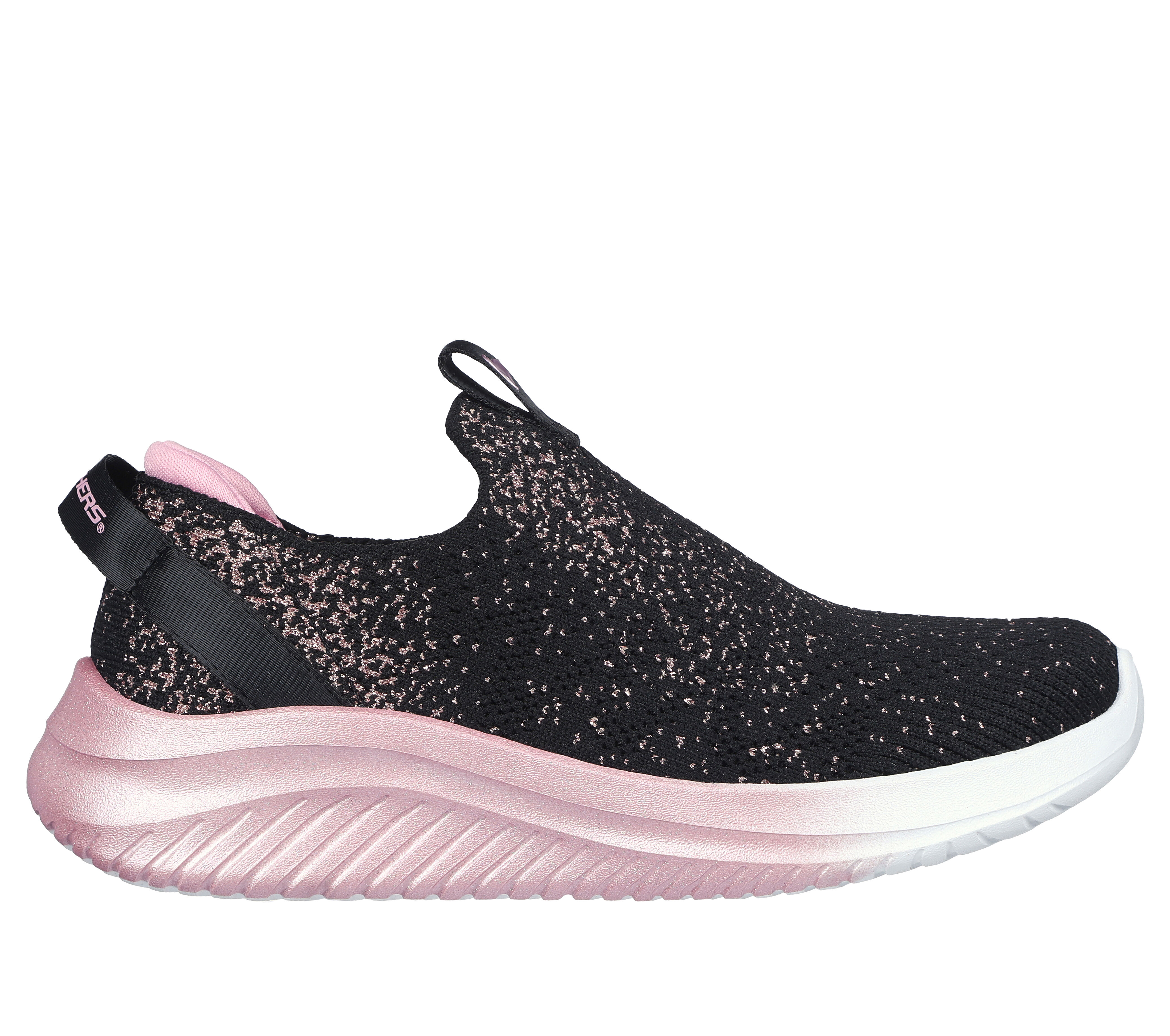 Skechers Girls Ultra Flex 3.0 All Things Sparkle Sneaker in Black Rose Gold Size 3 Medium