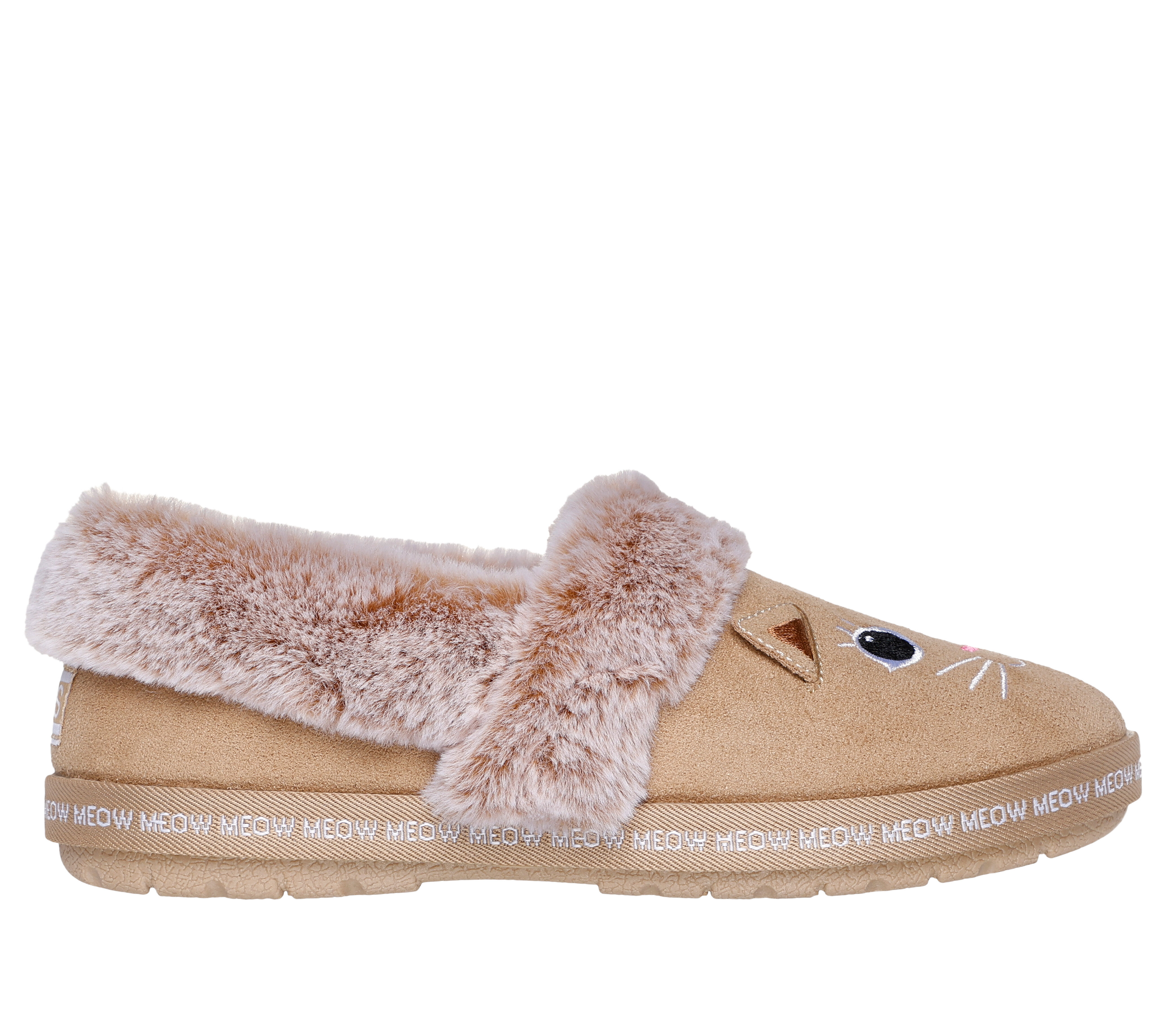 Skechers Women s BOBS Too Cozy Meow Pajamas Slipper in Tan Size 11.0 Medium Width