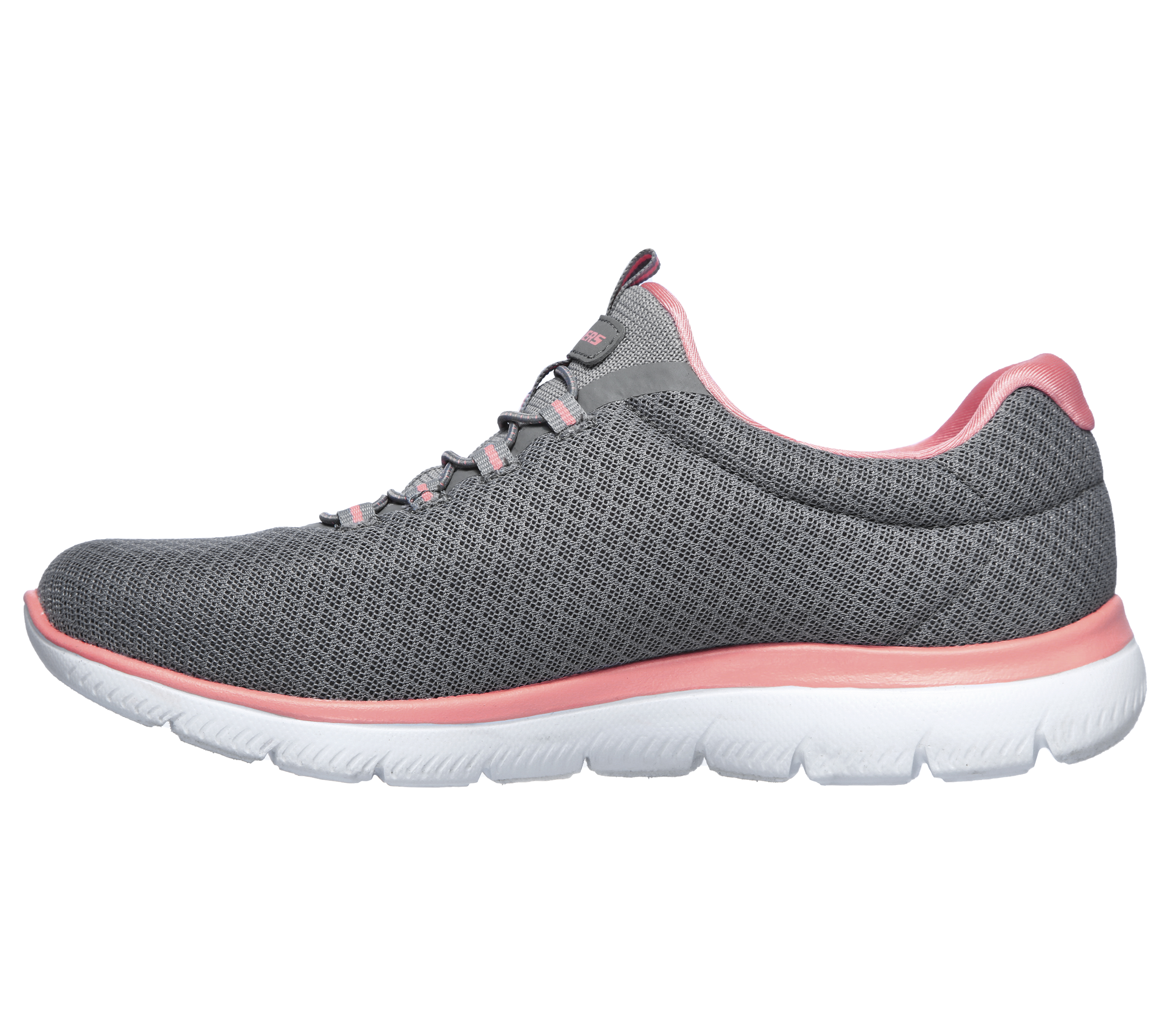 Gray and pink skechers outlet