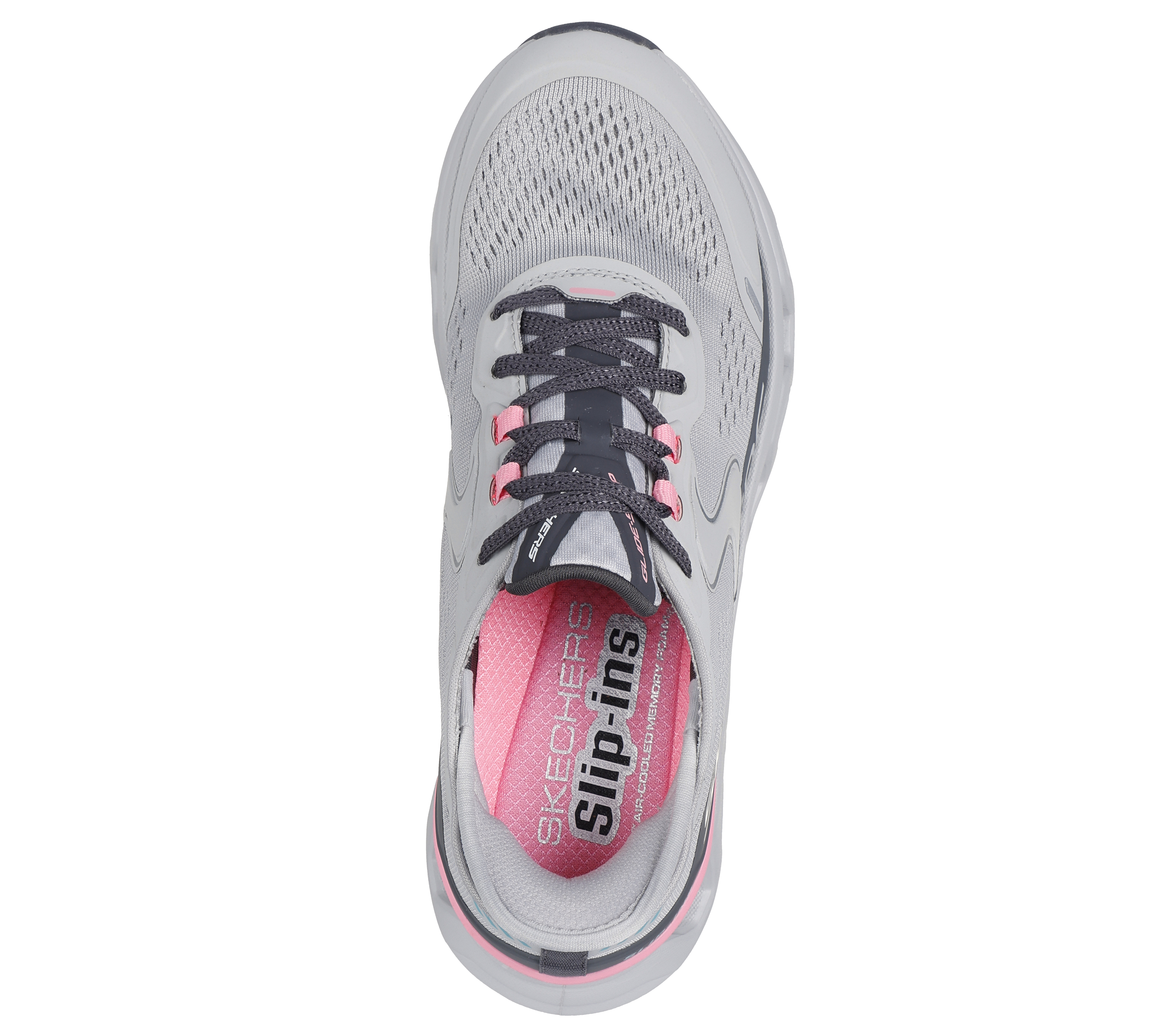 Gray and pink skechers shop