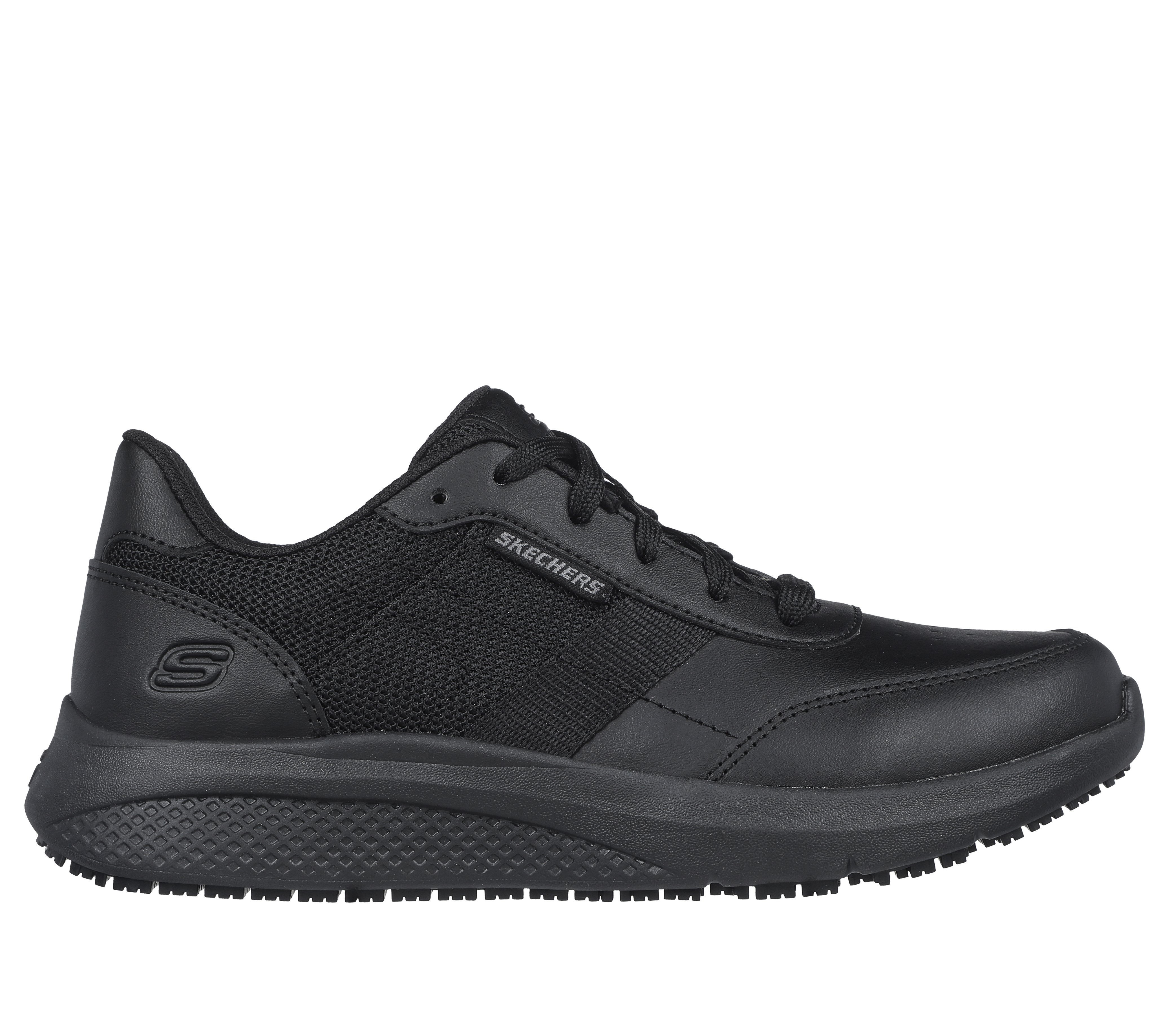 Black skechers work shop