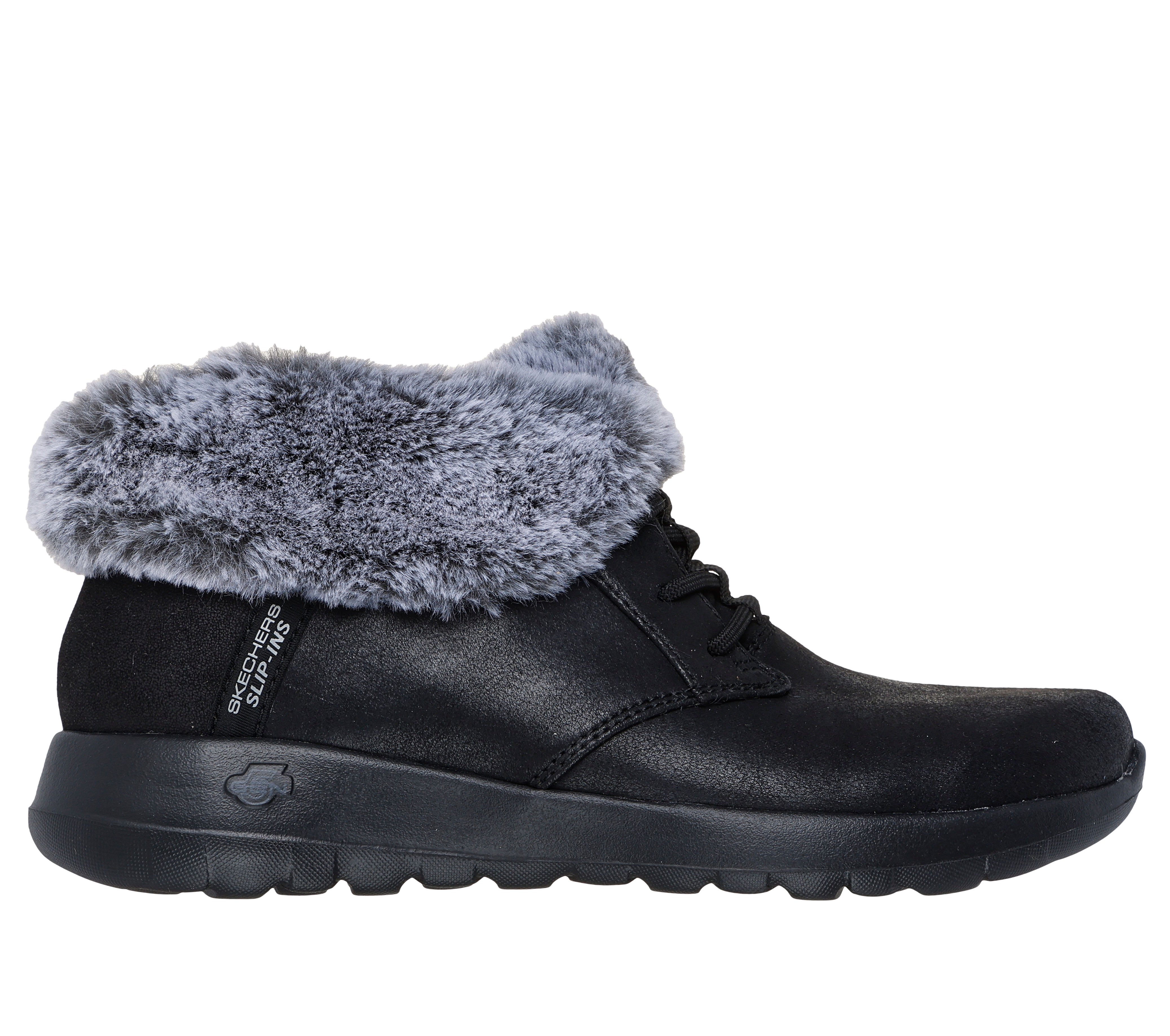 Skechers Women s Slip ins On the GO Joy Cozy Charm Boots in Black Gray Size 5.0 Vegan Medium Width