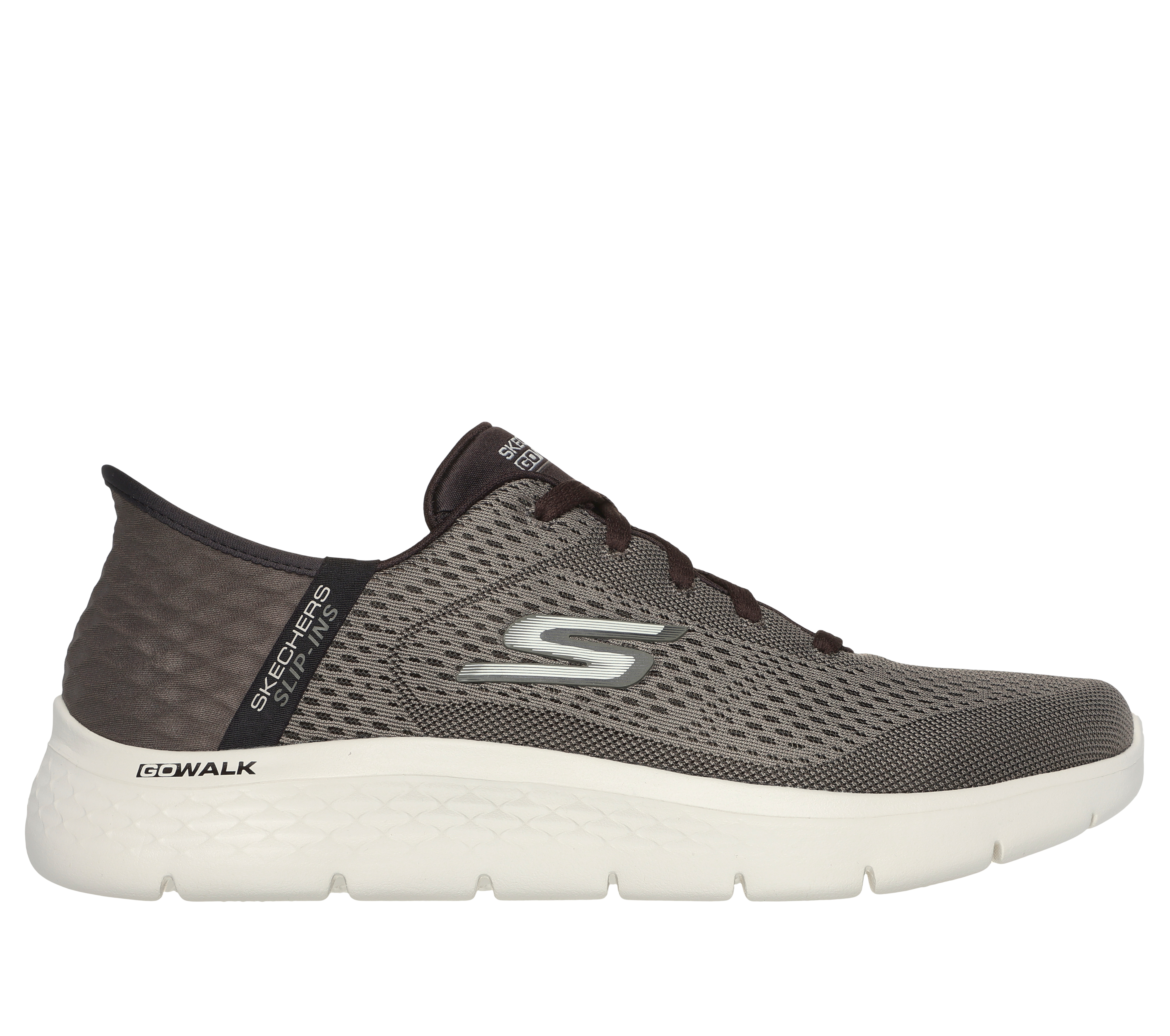 Skechers Men s Slip ins GO WALK Flex New World Sneaker in Brown Size 13.0 Extra Wide Vegan Machine Washable