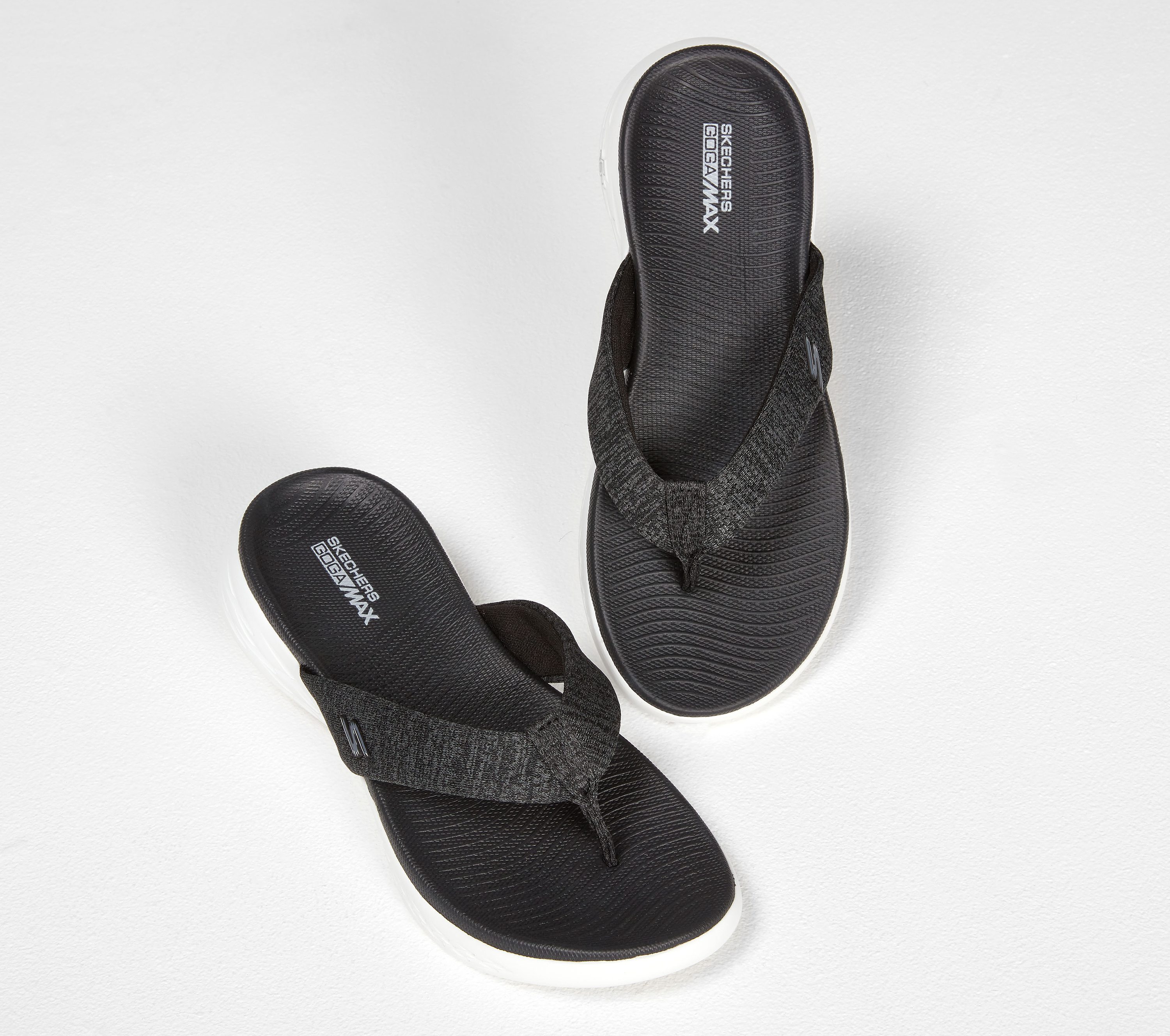Grey skechers flip flops on sale